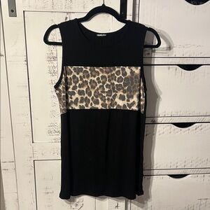 Black and Leopard Print Women's Top